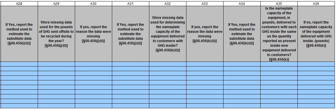 Image of the Subpart SS reporting form table.